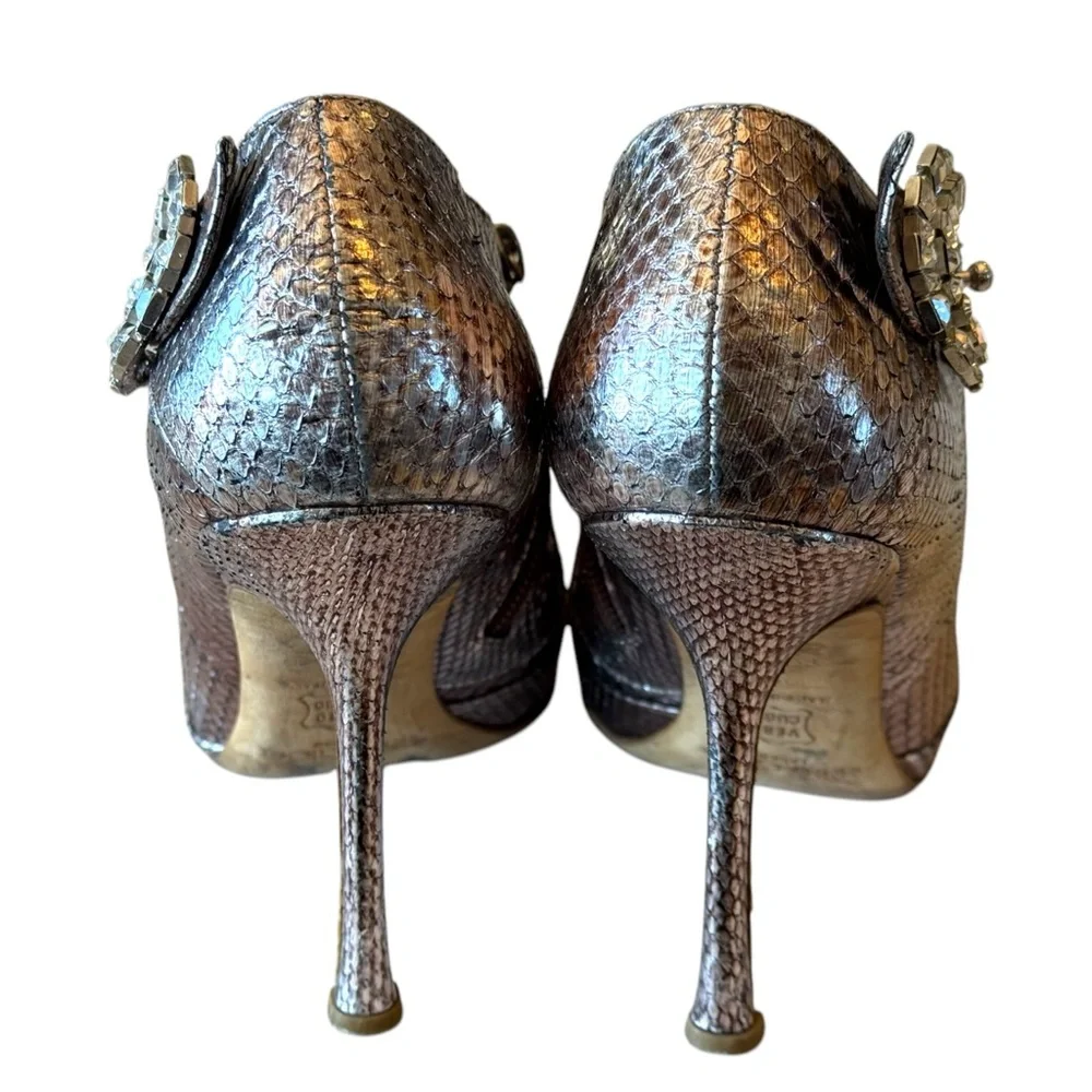 Jimmy Choo Pink Snakeskin Ankle Bling Boots 38/8 - Picture 9 of 14